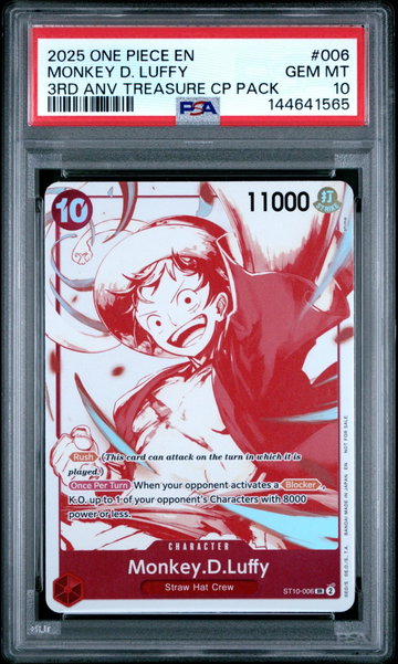 2025 Promotional Cards English 3rd Anniversary Treasure Camp. Monkey D. Luffy #ST10-006 PSA 10