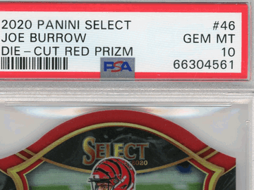 2020 Panini Select Joe Burrow #46 Die Cut Red Prizm PSA 10