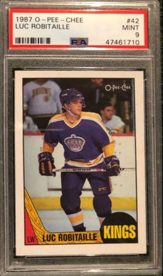 1987 O-PEE-CHEE #42 LUC ROBITAILLE ROOKIE CARD PSA9 MINT *SHIPS FROM CANADA*