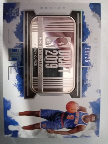 2019-20 Panini Impeccable RJ Barrett Rookie Silver Troy Ounce /25 RC Logoman NBA 4 New York Knicks  Near Mint