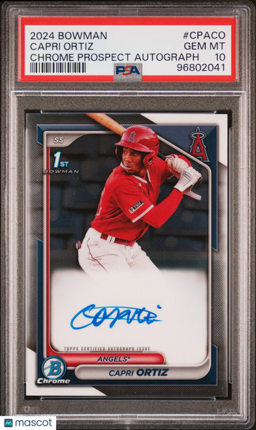 2024 Bowman Chrome Prospect Autographs Capri Ortiz #CPACO PSA 10