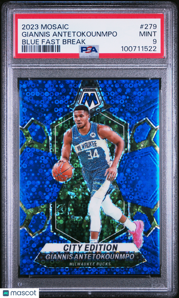 2023 Panini Mosaic Giannis Antetokounmpo #279 Blue Fast Break PSA 9