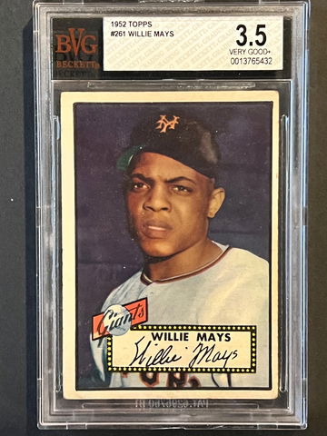 1952 Topps Giants HOF Willie Mays RC #261 - Iconic Rookie New Slab - BVG 3.5 VG+