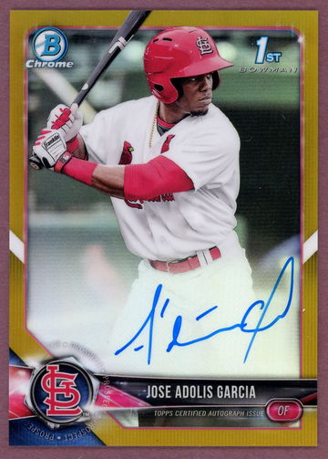 2018 BOWMAN CHROME GOLD JOSE ADOLIS GARCIA AUTO NUMBERED 27/50