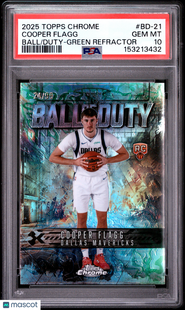 2025 Topps Chrome Ball Of Duty Cooper Flagg #BD-21 Green Refractor /99 /99 PSA 10