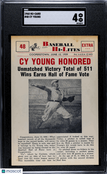 1960 Nu-Card Cy Young #48 SGC 4