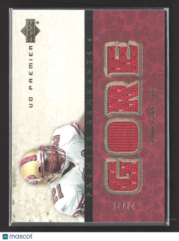 2007 Upper Deck UD Premier Premier Remnants 4 Frank Gore #PR4-FG Game-Used Memorabilia