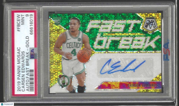 2019 Panini Mosaic Autographs Fast Break Carsen Edwards #FBCEW Autograph Fast Gold PSA 9