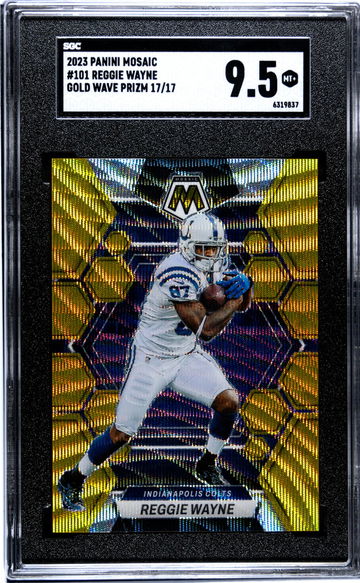 2023 Mosaic #101 Reggie Wayne Gold Wave Prizm 17/17 SGC 9.5
