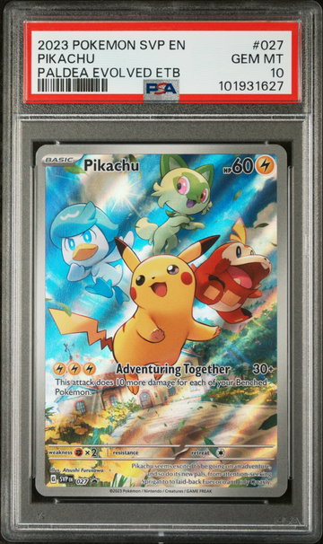 2023 Pokemon Scarlet and Violet Paldea Evolved Elite Trainer Box Pikachu #027 PSA 10