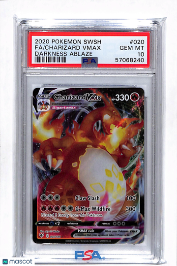 2020 Pokemon Sword & Shield Darkness Ablaze Charizard VMAX Darkness Ablaze Fa PSA 10 #020