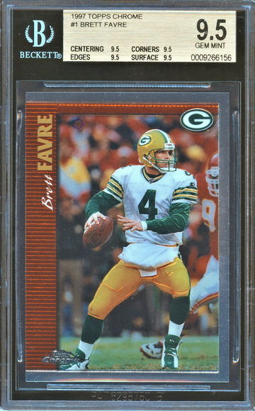 Brett Favre 1997 Chrome BGS 9.5 Quad Gem
