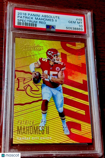 /100 POP 4 PSA 10 Patrick Mahomes 2018 Absolute SPECTRUM RED Holo SP Color Match