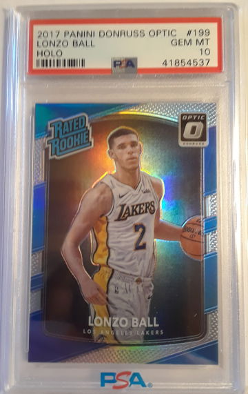 Lonzo Ball 2017-18 Donruss Optic Holo! Rated Rookie PSA 10 Gem Mint #199.