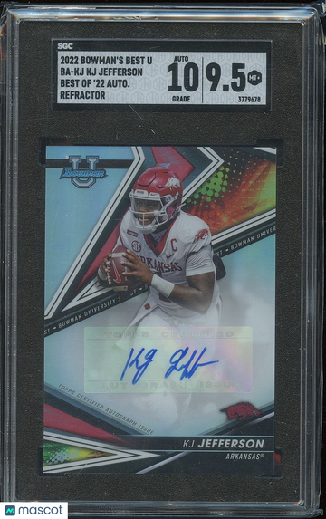 2022 Bowman University Best KJ Jefferson #BA-KJ Of '22, Autograph Refractor Rookie SGC 9.5 Auto 10