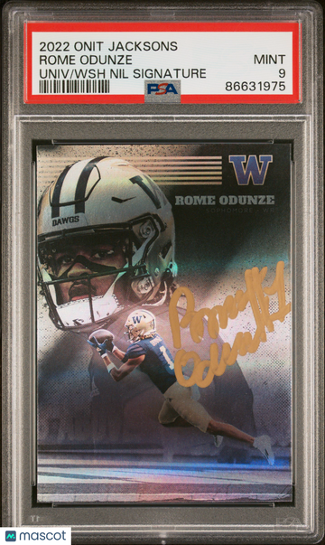 2022 Onit Jacksons U of Washington Signatures Auto Rome Odunze PSA 9 RC POP 2