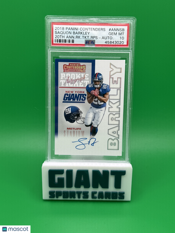 2018 Panini Contenders 20th Anniversary Rookie Ticket RPS Saquon Barkley #ANNSB Ann. RK. TKT. RPS Autograph PSA 10