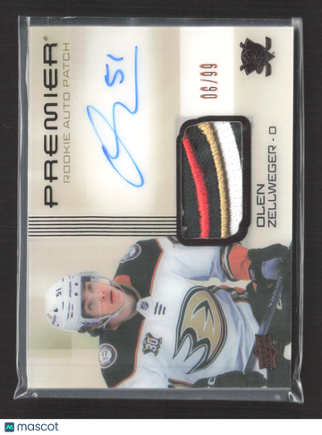 2023 Upper Deck Premier Olen Zellweger #HR-OZ Bronze Auto Patch /99 Rookie Auto Patch Patch Memorabilia