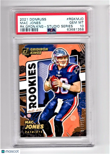 Mac Jones 2021 Donruss Gridiron Kings Studio Series RC Rookie - #/100 - PSA 10