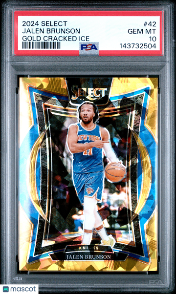 2024 Panini Select Jalen Brunson #42 Gold Cracked Ice PSA 10