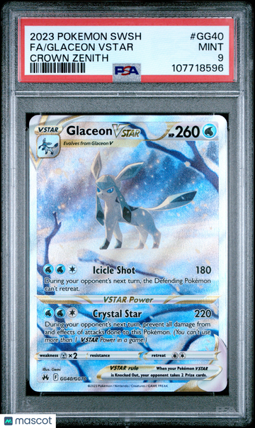 2023 Pokemon Sword And Shield Crown Zenith Glaceon VSTAR PSA 9 #GG40