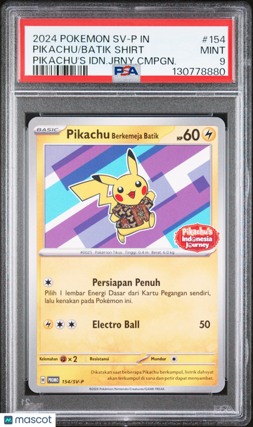 2024 Pokemon Indonesian SV-P Promo Pikachu's Indonesian Journey PSA 9 #154