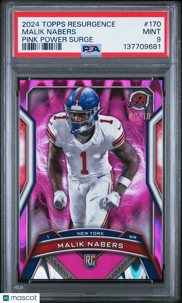 2024 Topps Resurgence Malik Nabers #170 Pink Power /10 PSA 9