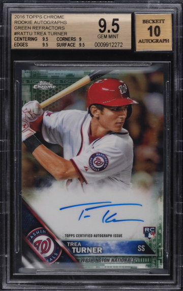 Trea Turner 2016 Topps Chrome Green Autograph /99 BSG 9.5 / 10 (Ships from PWCC Oregon Vault) 