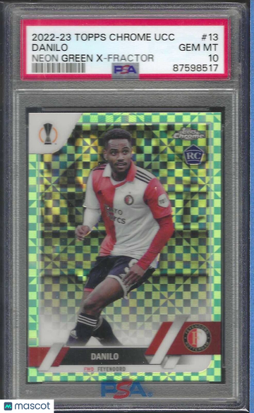 2022-23 Topps Chrome UEFA Club Competitions Danilo #13 Neon Green X Fractor PSA 10