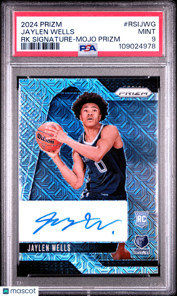 2024 Panini Prizm Rookie Signatures Jaylen Wells #RSIJWG RK Mojo PSA 9