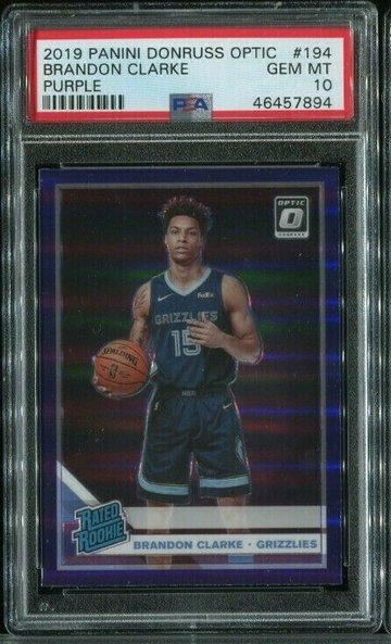 New listing
		2019 Donruss Optic Brandon Clarke Purple Prizm Rookie RC #194 SP PSA 10 GEM MT