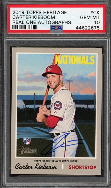 2019 Topps Heritage Carter Kieboom Real One Auto PSA 10