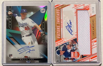 2020 Gavin Lux  2 Card Lot includes on card auto and player used material LA Dodgers