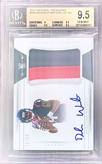2017 National Treasures Deshaun Watson Rookie Patch Auto RPA /99 BGS 9.5/10