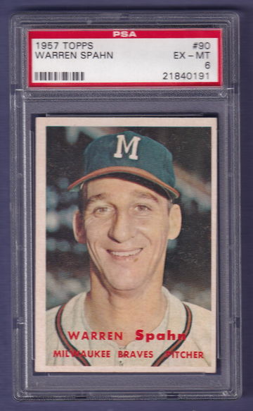 1957 Topps #90 Warren Spahn PSA 6
