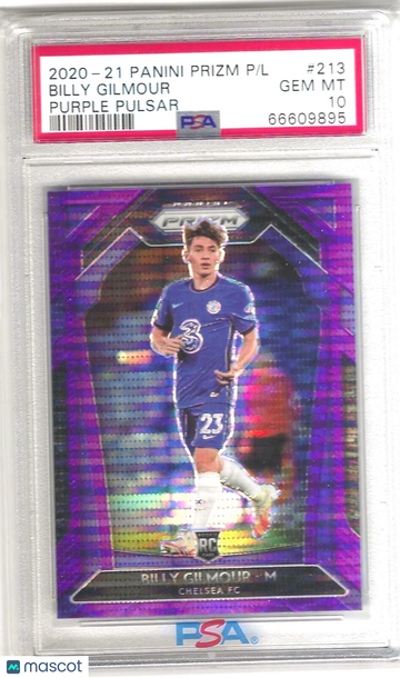 2020 Panini Prizm Premier League Billy Gilmour #213 Purple Pulsar PSA 10