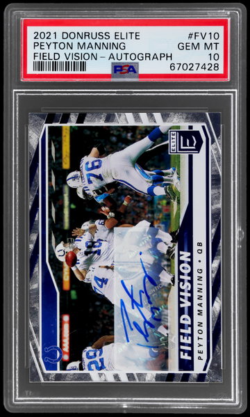2021 Donruss Elite Peyton Manning Field Vision Autograph PSA 10
