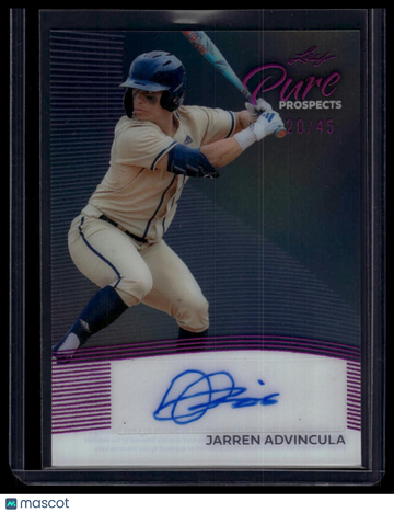 2026 Leaf Metal Draft Jarren Advincula #PP-JA1 Pure Prospects Purple SN AU