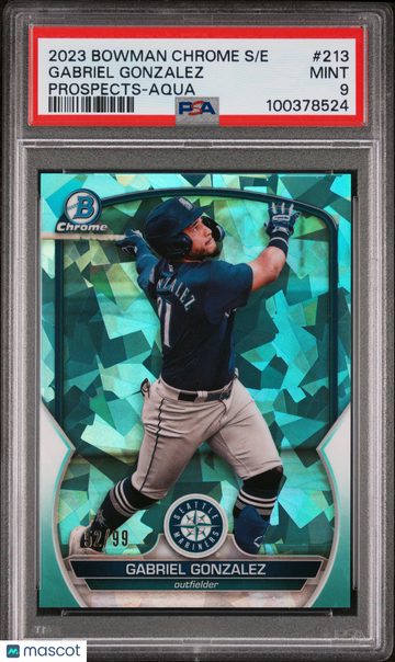2023 Bowman Chrome Sapphire Edition Prospects Gabriel Gonzalez #213 Aqua /99 PSA 9