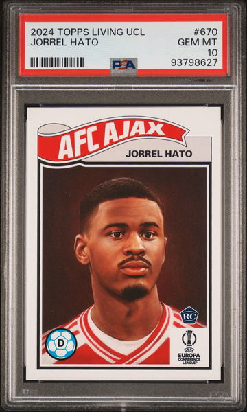 2024 TOPPS JORREL HATO LIVING UEFA CHAMPIONS LEAGUE #670 RC ROOKIE PSA 10
