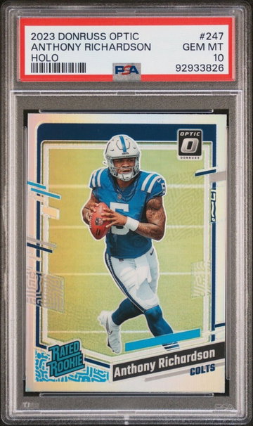 2023 Panini Optic PSA 10 GEM - Anthony Richardson Silver Holo Rated Rookie RC SP