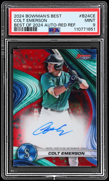 2024 Bowman's Best Colt Emerson Best Of 2024 Autograph Red Refractor PSA 9