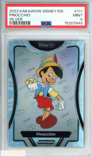 2023 KAKAWOW DISNEY100 WONDROUS CHARACTER PINOCCHIO #111 SILVER HOLO PSA 9 MINT