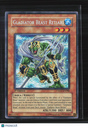 2008 Yu-Gi-Oh! Crossroads of Chaos Gladiator Beast Retiari Secret Rare 1st Edition #CSOC-EN086