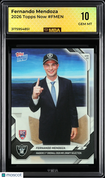 2026 Topps Now Fernando Mendoza #FMEN MBA 10