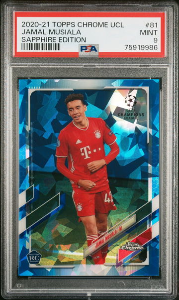 2020 TOPPS CHROME UEFA CHAMPIONS LEAGUE SAPPHIRE EDITION JAMAL MUSIALA #81 PSA 9