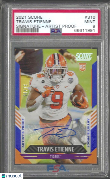 2021 Panini Score Travis Etienne #310 Signature Artist Proof PSA 9