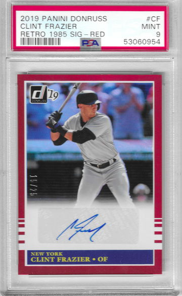 2019 Donruss Clint Frazier Retro 1985 Auto Red PSA 9
