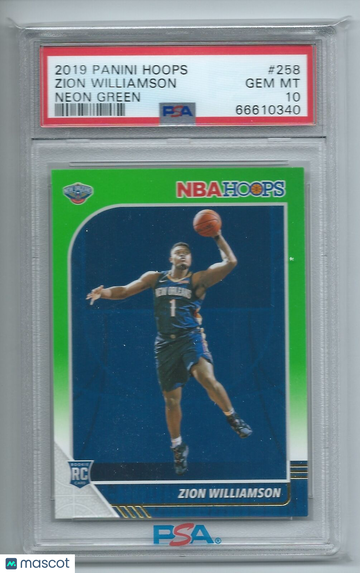 2019 Panini Hoops Zion Williamson #258 Neon Green PSA 10