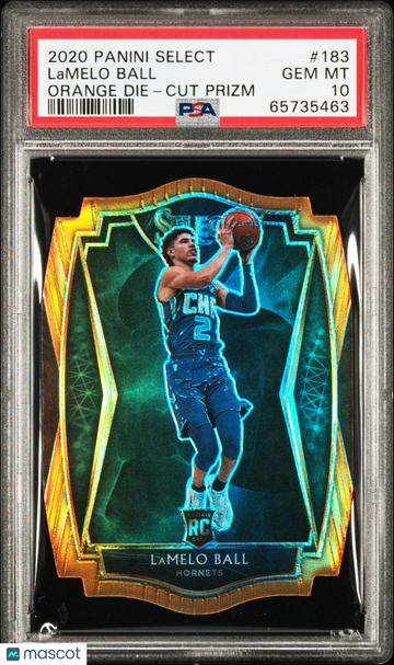 2020 Panini Select Lamelo Ball #183 /65 Rookie RC Orange Die-Cut Prizm PSA 10